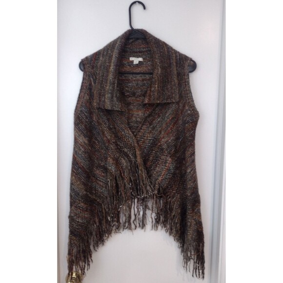 Cato EST. 1946 Collar Vest Sleeveless Western Fringe Open Front Boho Chic Size M - Picture 1 of 9